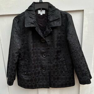 Beautiful Vespucci Size 46 Black Cropped Blazer Jacket Pleated Sleeve Vintage